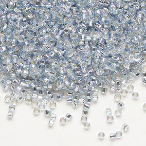 Seed bead, Dyna-Mites&trade;, glass, pkg/1/2kg, #11 round, translucent silver-lined rainbow pale blue, (72R:SR 11/0 SR).