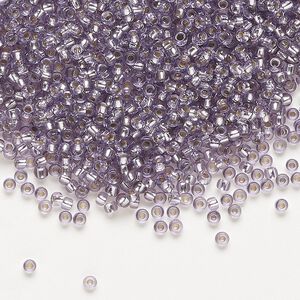 Seed bead, Preciosa Ornela Czech glass, pkg/50g, #11 rocaille, translucent solgel dyed silver-lined mauve, (78121).