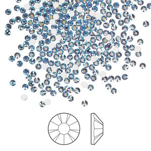 Flat back 1440pk denim blue AB foil back, Preciosa MAXIMA Czech crystal rhinestone 1.7-1.9mm chaton rose round SS5