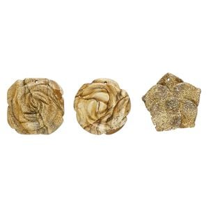 Picture jasper 1pkg3, top-drilled carved flower focal natural mix 36x30mm-35x35mm