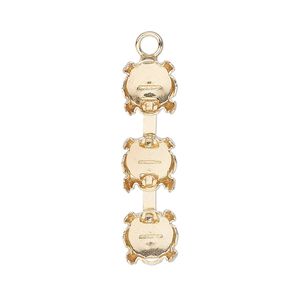 Drop, gold-finished brass, 29x8mm with cupchain and (3) SS39 4-prong rivoli settings. Sold per pkg of 2.