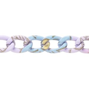 Chain, aluminum, pkg/18 inches, coated multicolored, 9mm cable.