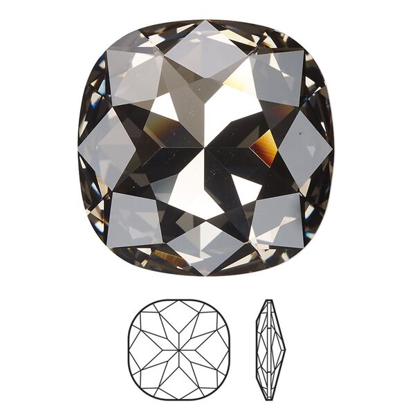 Fancy stone 1pk black diamond foil back, Crystal Passions&reg; 27mm cushion 4487 image number 0