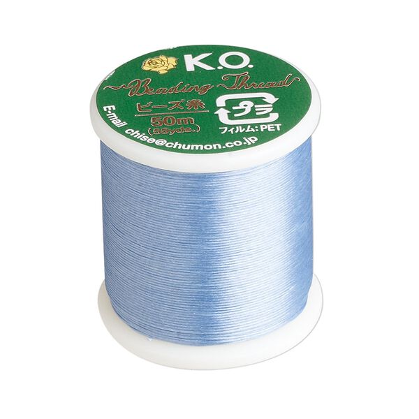 Thread, K.O., waxed nylon, blue, 0.15mm diameter. Sold per 55-yard spool. image number 0
