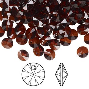 Drop 12pk smoked amber, Crystal Passions&reg; 6mm pendant mini disk 6428
