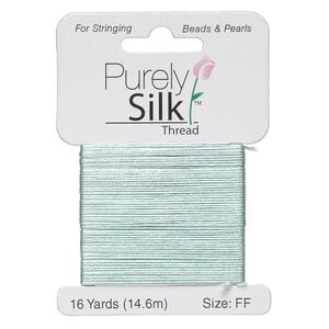 Thread, Purely Silk&trade;, pale green, size FF. Sold per 16-yard card.