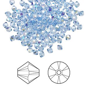 Bead 144pk light sapphire AB, Crystal Passions&reg; 3mm bicone 5328