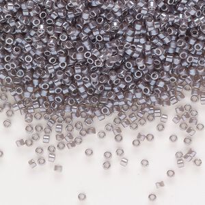 Seed bead, Delica&reg;, glass, pkg/7.5g, #11 round, translucent glazed luster dark grey (DB-1486-1).