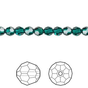 Bead 12pk emerald, Crystal Passions&reg; 5mm round 5000