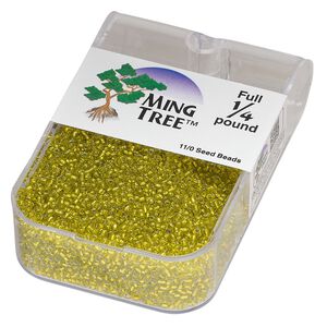 Seed bead, Ming Tree&trade;, glass, pkg/1/4 pound, #11 round, transparent silver-lined yellow.