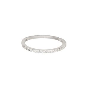 Ring, Create Compliments&reg;, cubic zirconia and sterling silver, clear, 1.5mm wide chevron, size 9. Sold individually.