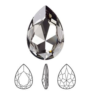 Fancy stone 1pk black diamond foil back, Crystal Passions&reg; 30x20mm pear 4327