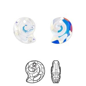 Drop 1pk crystal AB, Crystal Passions&reg; 14x12mm pendant twist shell 6731