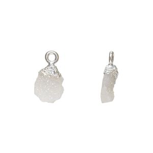 Drop 1pkg1, sterling silver and electrocoated druzy agate (natural), 8x5mm-9x7mm hand-cut nugget