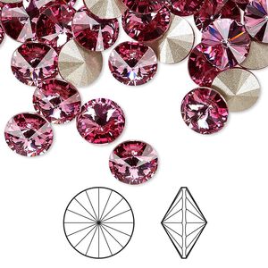 Chaton 48pk rose foil back, Crystal Passions&reg; 8.16-8.41mm rivoli SS39 1122