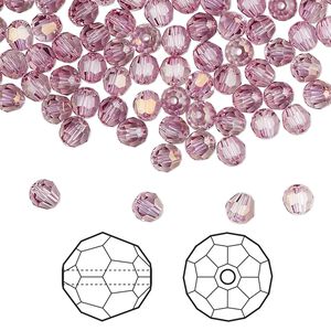 Bead 144pk dark rose, Crystal Passions&reg; 4mm round 5000