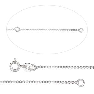 Chain 1pkg1 sterling silver ball, 1.2mm / springring clasp, Gossamer 2N1&trade; 16 & 18 inch