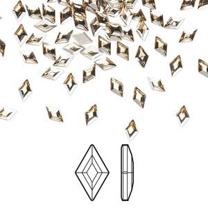 Flat back 288pk crystal golden shadow foil back, Swarovski&reg; 5x3mm diamond 2773