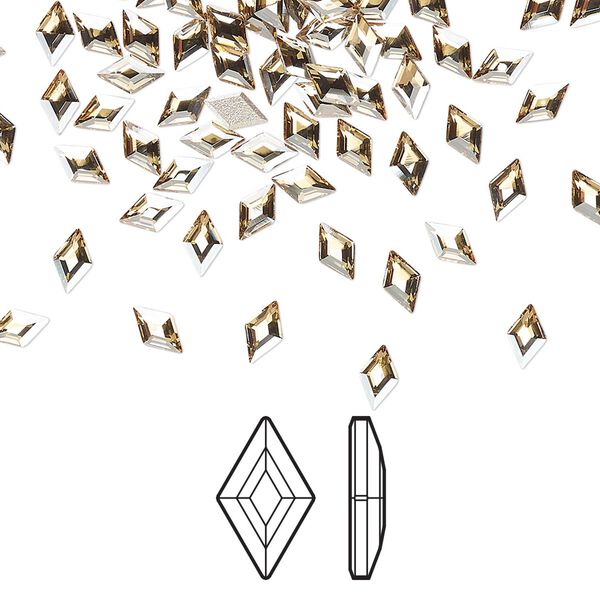 Flat back 288pk crystal golden shadow foil back, Swarovski&reg; 5x3mm diamond 2773 image number 0