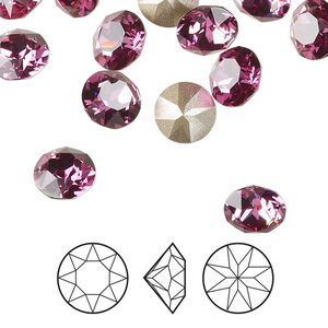 Chaton 6pk dark rose foil back, Crystal Passions&reg; 8.16 to 8.41mm round SS39 1088