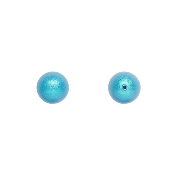 Pearl 1pkg4 iridescent dark turquoise, Crystal Passions&reg; 8mm half-drilled round 5818 image number 0