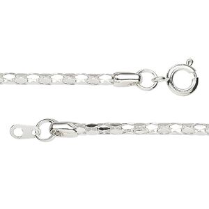 Chain 1pkg10 silver-plated diamond, 2.4mm / springring clasp, steel 24 inch