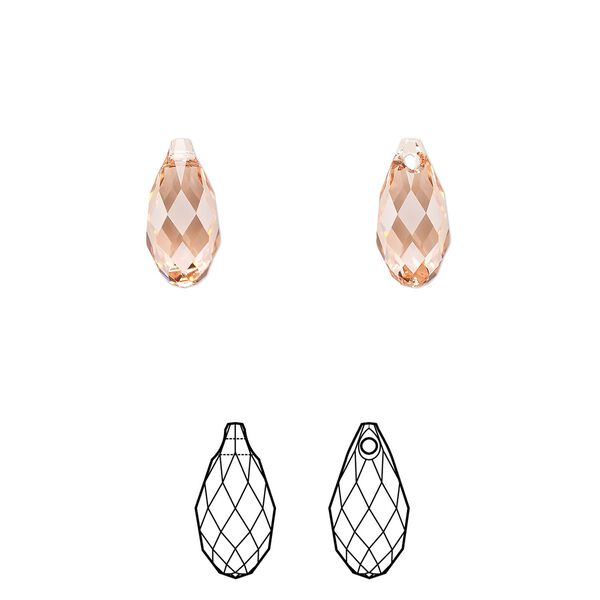 Briolette 144pk rose peach, Swarovski&reg; 11x5.5mm pendant drop 6010 image number 0