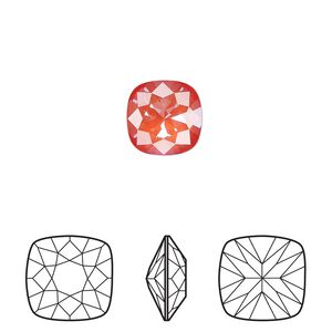 Fancy stone 2pk crystal orange ignite, Crystal Passions&reg; 10mm cushion 4470