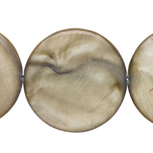 Mother-of-pearl shell 1pkg1, puffed flat round bead 15 inch slate 29-30mm