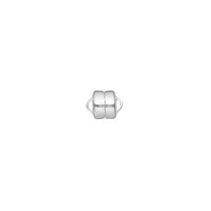 Clasp magnetic 1pkg12 sterling silver, 6x5mm round, 1-strand