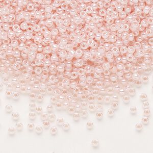 Seed bead, Dyna-Mites&trade;, glass, pkg/40g, #11 round, opaque ceylon pastel pink, (333 11/0 RR).