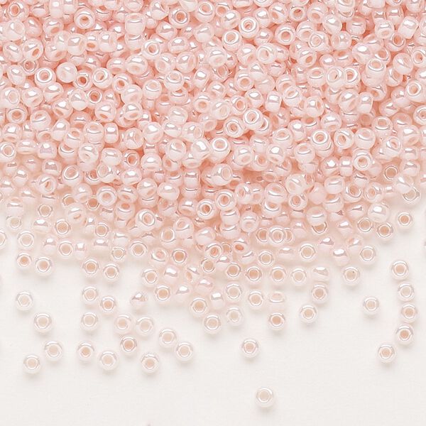 Seed bead, Dyna-Mites&trade;, glass, pkg/40g, #11 round, opaque ceylon pastel pink, (333 11/0 RR). image number 0