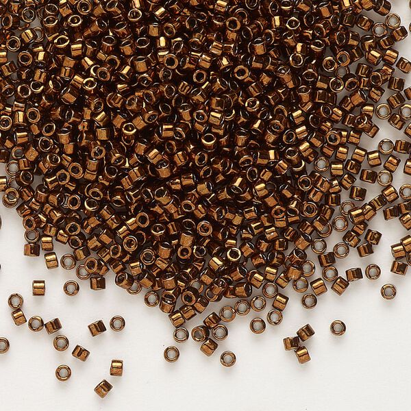 Seed bead, Delica&reg;, glass, pkg/7.5g, #11 round, opaque nickel-plated dyed color tarnished copper (DB-0461). image number 0