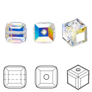 Bead 72pk crystal AB, Swarovski&reg; 10mm cube 5601