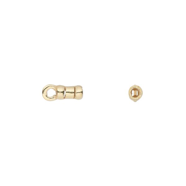 Crimp end 1pkg4 gold-plated pewter, 6x3mm tube / loop / 1.7mm inside diameter, JBB Findings image number 0