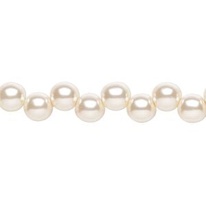 Bead, Preciosa, Czech pressed glass druk, opaque pearl, 6mm top-drilled round. Sold per pkg of 30.