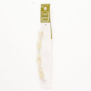 Bead 1pkg4 handblown glass, 25x11mm-25x12mm oval / 12mm round / line design, assortment transparent clear / brown