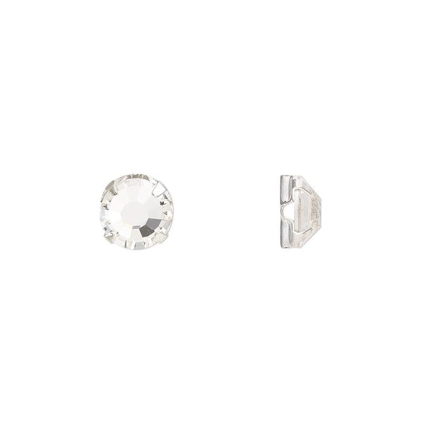 Bead 12pk rose montees crystal silver plate, Preciosa Czech crystal 6.32-6.5mm round SS30 image number 0