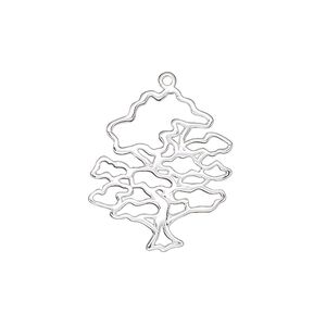 Charm Amoracast&reg; 1pkg1 sterling silver, 22x20mm 2-sided cutout oak tree