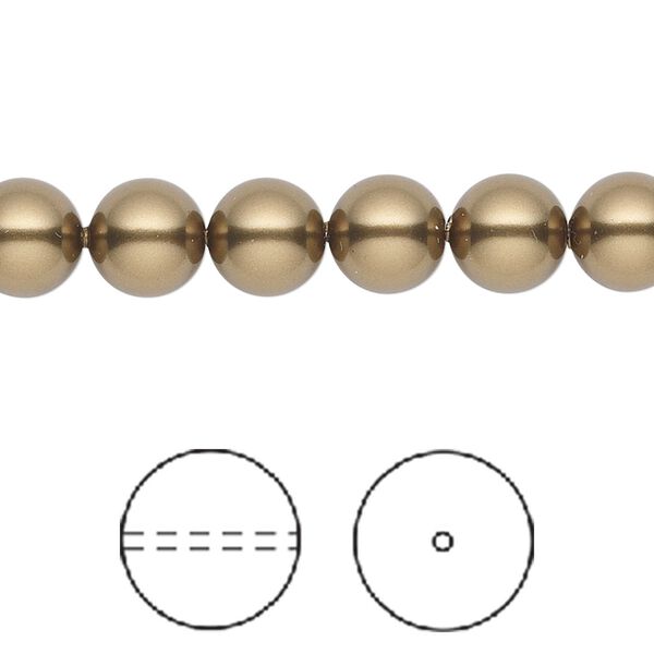 Pearl 250pk antique brass, Swarovski&reg; 8mm round 5810 image number 0