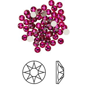 Flat back 144pk ruby foil back, Crystal Passions&reg; 3-3.2mm rose round SS12 2088