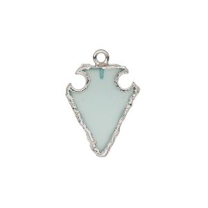 Drop 1pkg1, electroplated sterling silver and chalcedony, 20x15mm hand-cut arrowhead