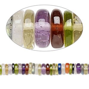 Multi-gemstone 1pkg1, hand-cut rondelle bead 8 inch 4x1mm-5x2mm