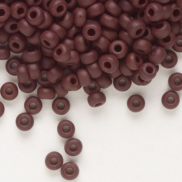 Seed bead, Miyuki, glass, pkg/25g, #6 rocaille, opaque matte espresso, (RR-409F). image number 0
