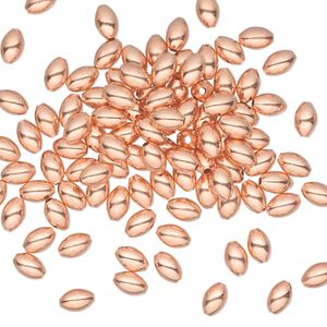 Bead 1pkg1000 copper, 5x3mm oval, clear-coated