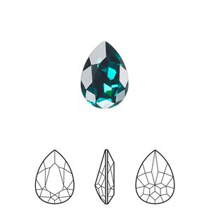 Fancy stone 144pk emerald foil back, Swarovski&reg; 14x10mm pear 4320