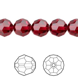 Bead 6pk scarlet, Crystal Passions&reg; 10mm round 5000