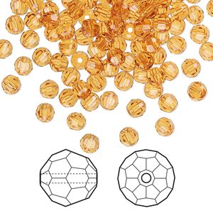 Bead 144pk topaz, Crystal Passions&reg; 4mm round 5000