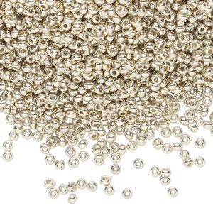 Seed bead, Miyuki 1pkg250g glass, #11 rocaille, Duracoat&reg; opaque galvanized silver / outside dyed (RR-4201)