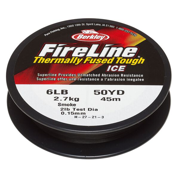 Thread, Berkley&reg; FireLine&reg;, high-modulus polyethylene, 8-fiber braid, smoke, 0.15mm diameter, 6-pound test. Sold per 50-yard spool. image number 0